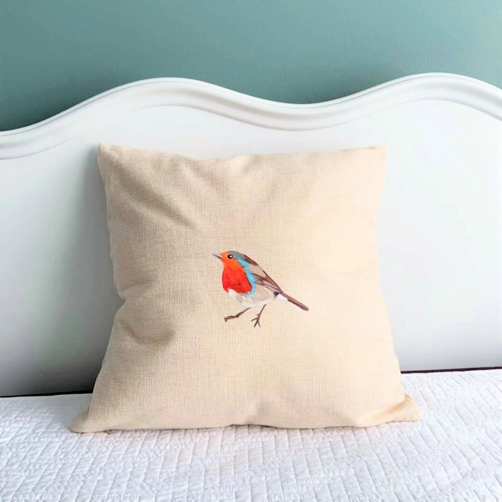 Hand Painted Songbird Pillow