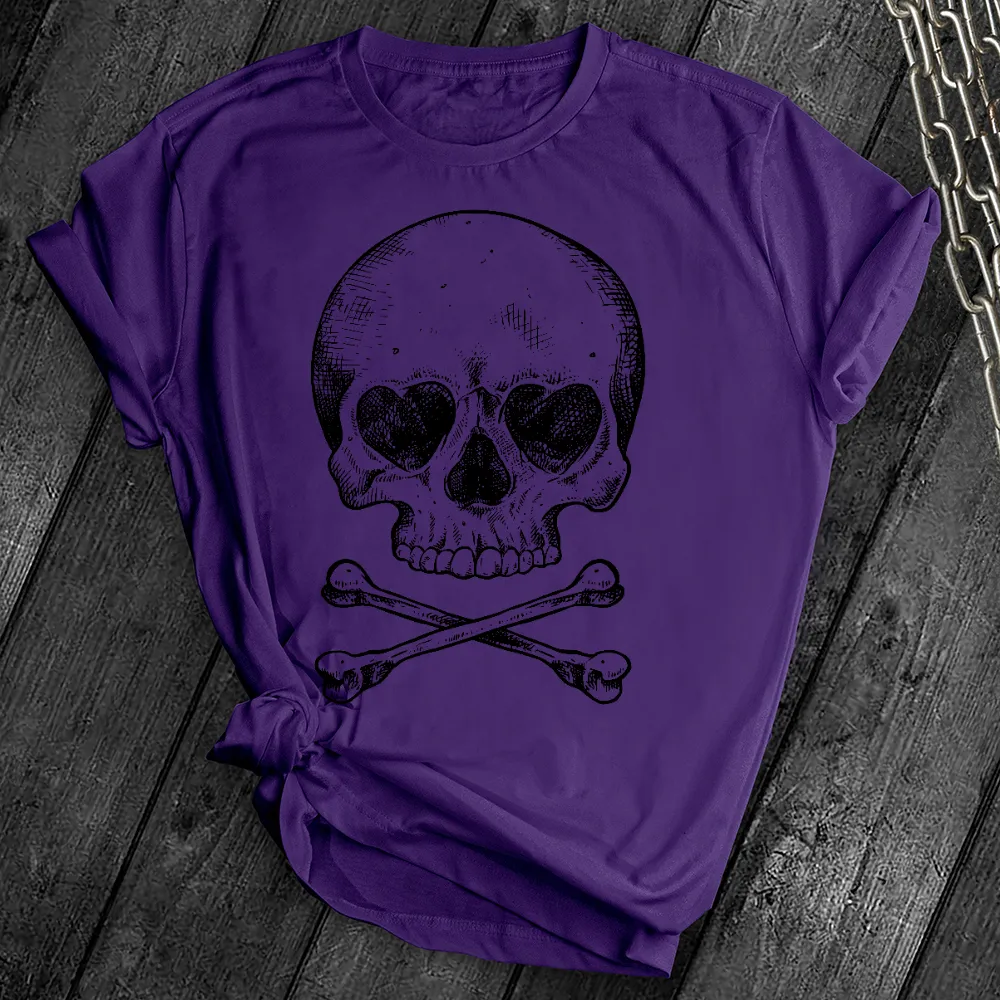 Heart Eyes Skull Crossbones Tee