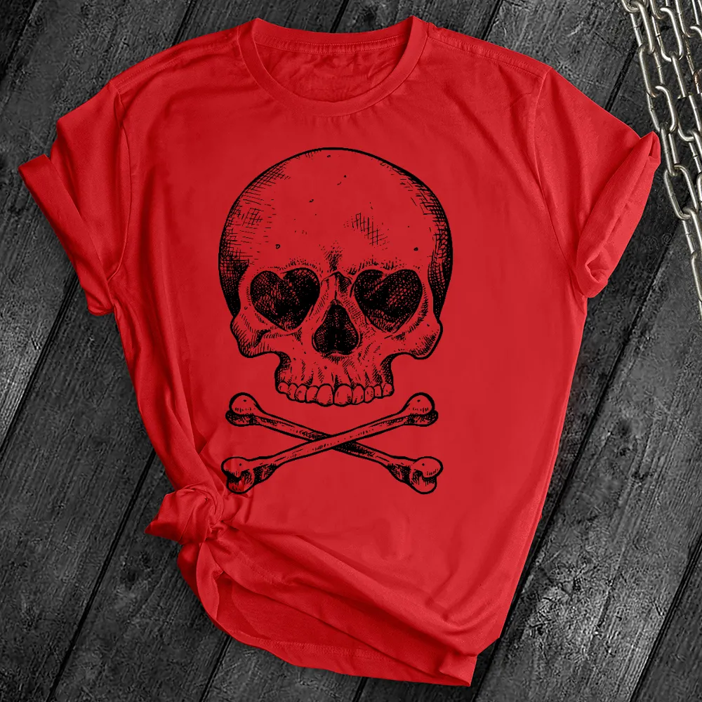 Heart Eyes Skull Crossbones Tee