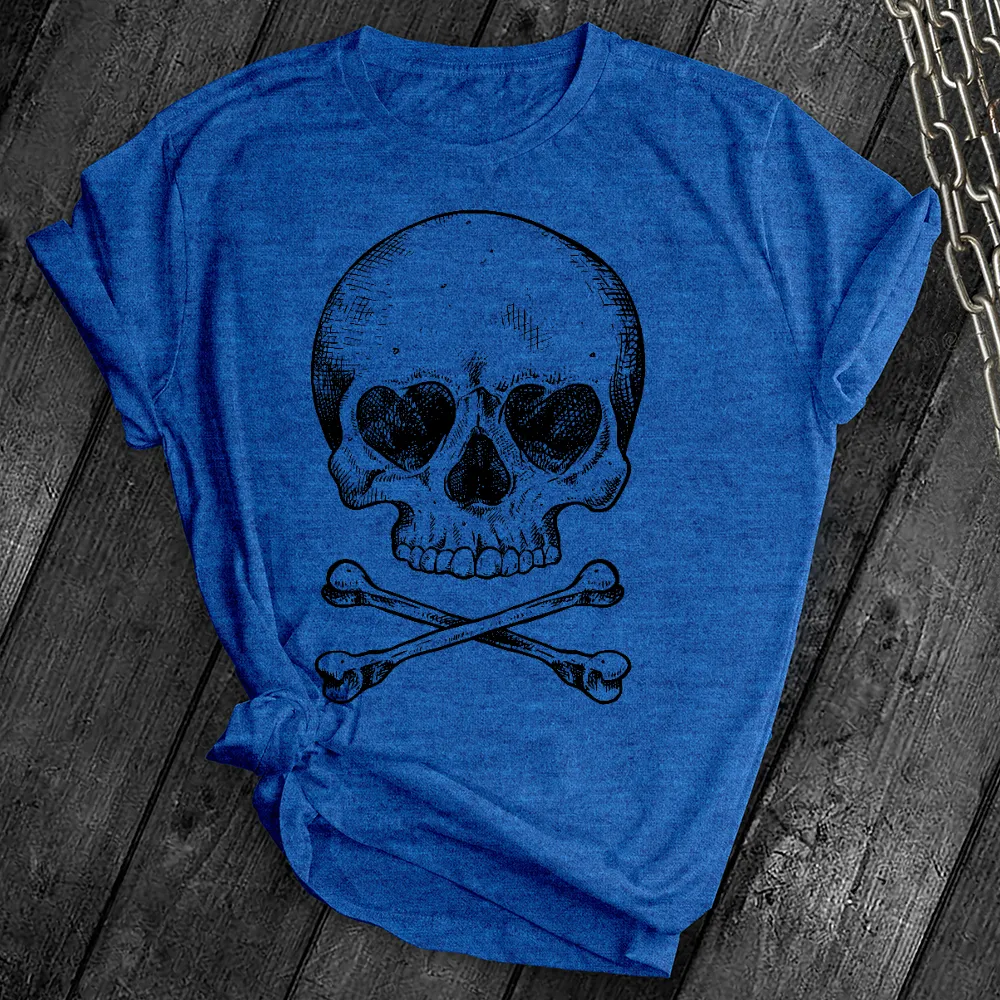 Heart Eyes Skull Crossbones Tee