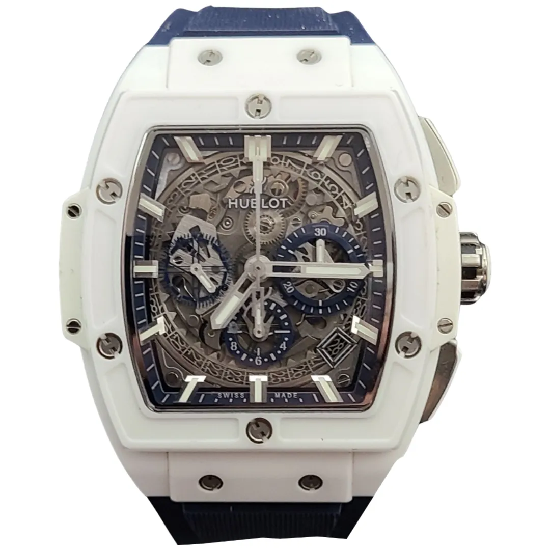 Hublot 541.HX.7170.RX.ASP19  White ceramic blue strap