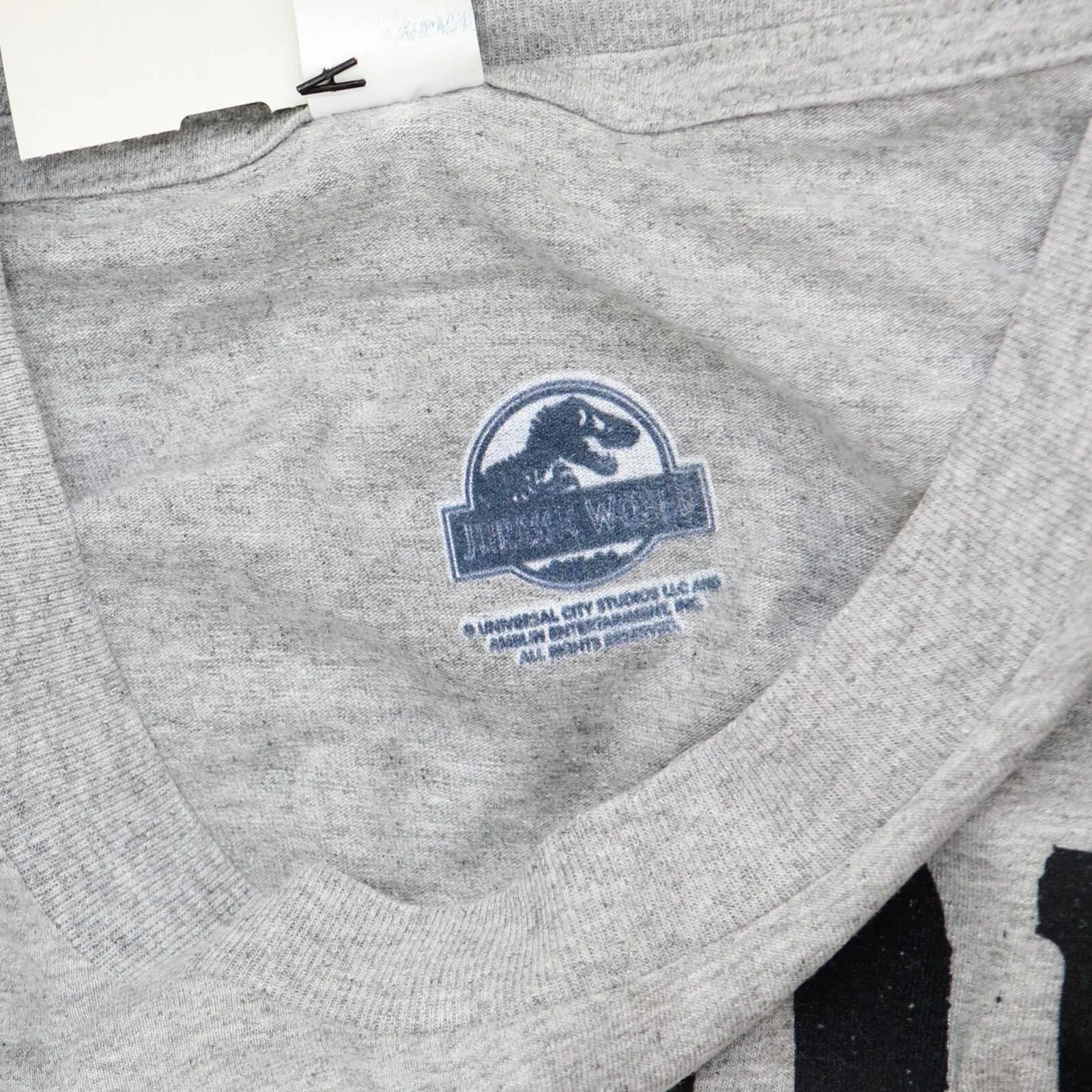 Jurassic Park Dino Trouble Mens Tops Short Sleeve Tee Athletic Heather Gray 4XLT