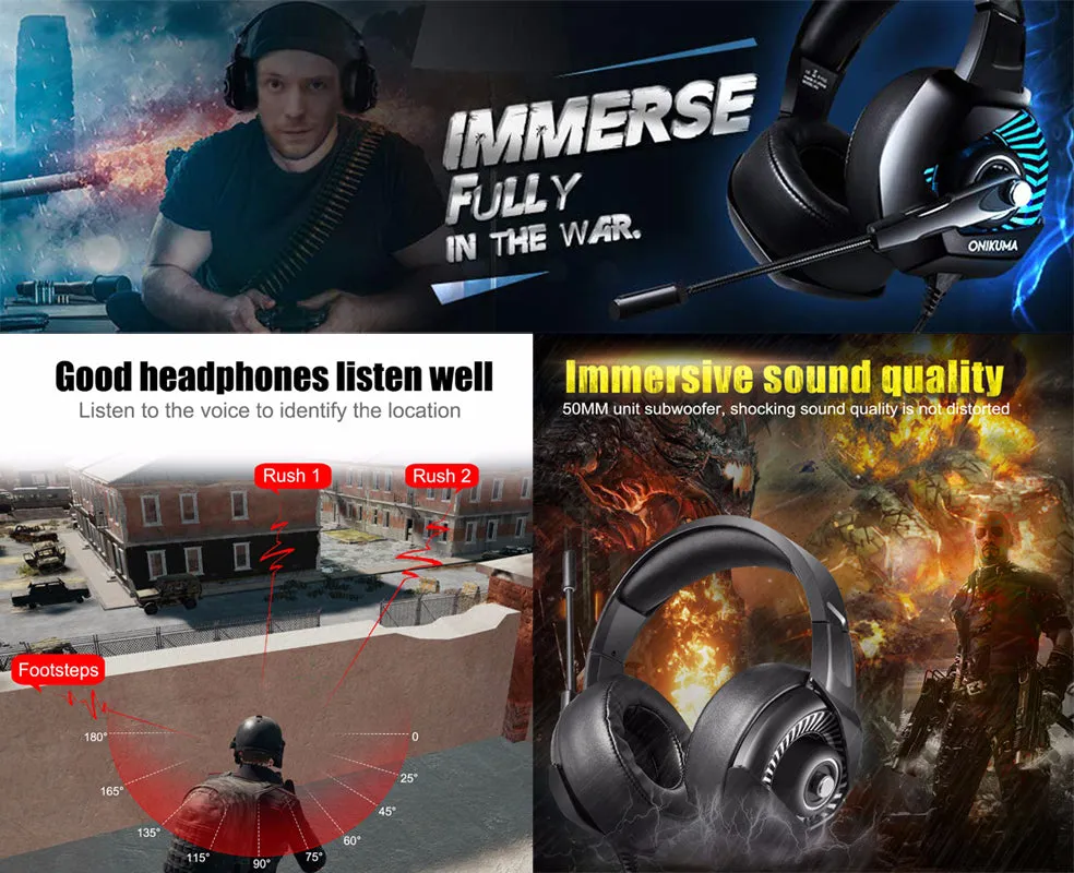 K6 Stereo Gaming Headset for Laptop Mac Nintendo Switch Games, Over Ear 3.5mm Headphone with Mic, LED Light, Noise Cancelling Bass Surround, Soft Memory Earmuffs for PS4, PC, Xbox One Controller