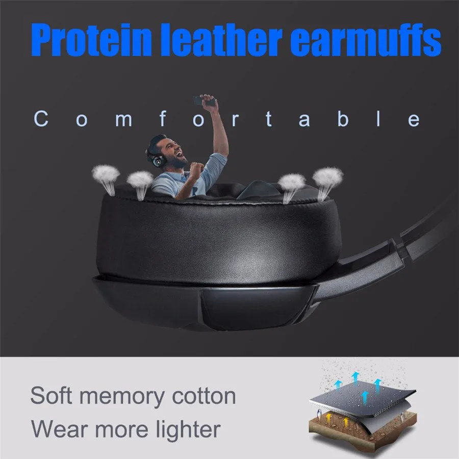 K6 Stereo Gaming Headset for Laptop Mac Nintendo Switch Games, Over Ear 3.5mm Headphone with Mic, LED Light, Noise Cancelling Bass Surround, Soft Memory Earmuffs for PS4, PC, Xbox One Controller
