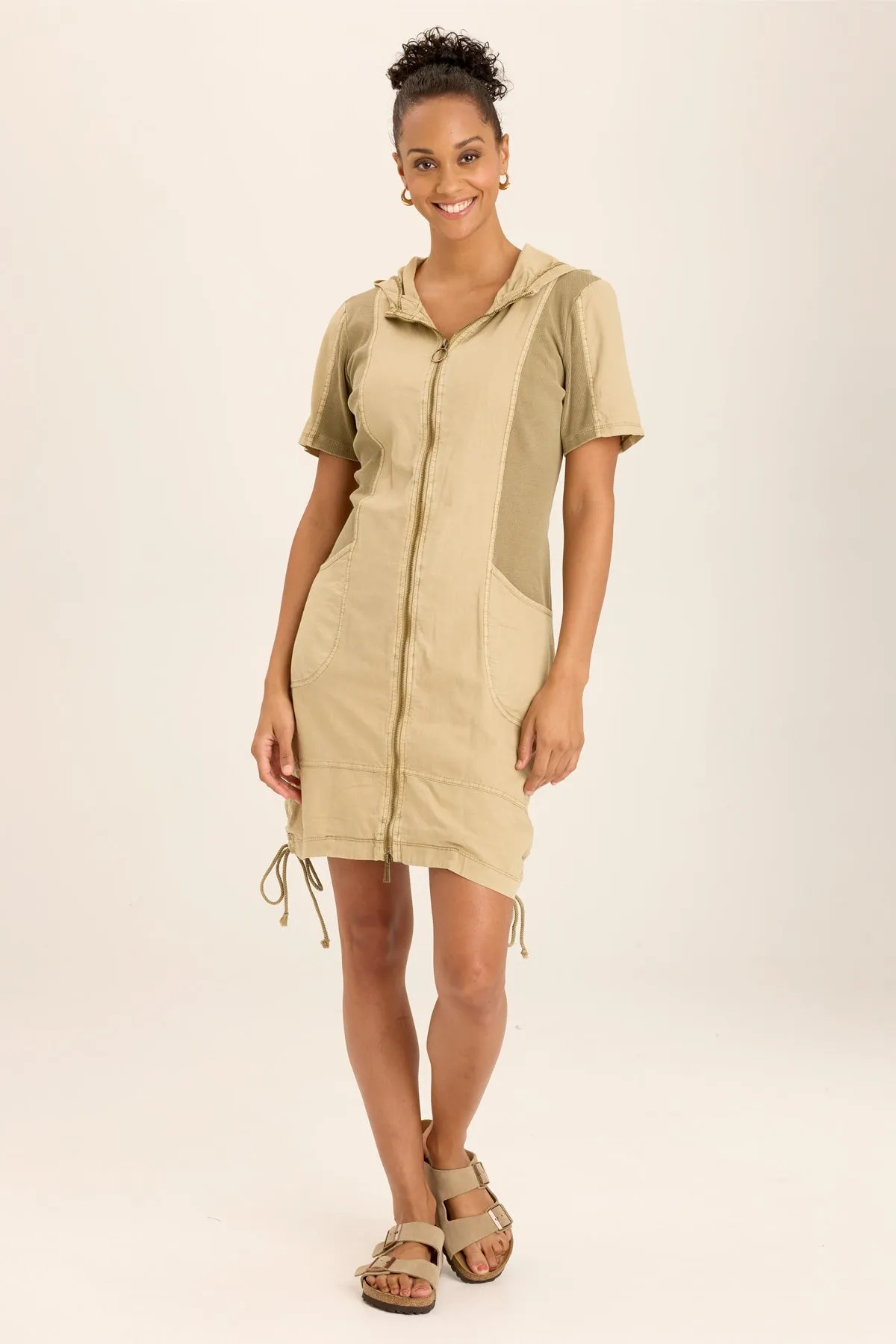 Lenchen Linen/Stretch Hooded Mini Jacket-Dress