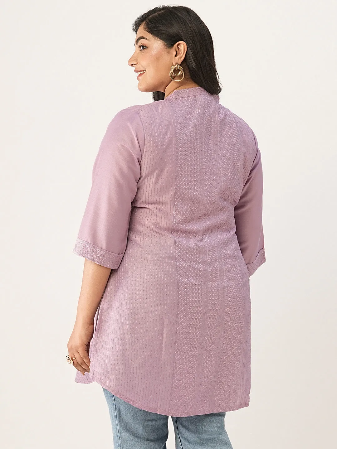 Lilac Ethnic Wear Chanderi Silk Straight Tunics for Ladies - Zola