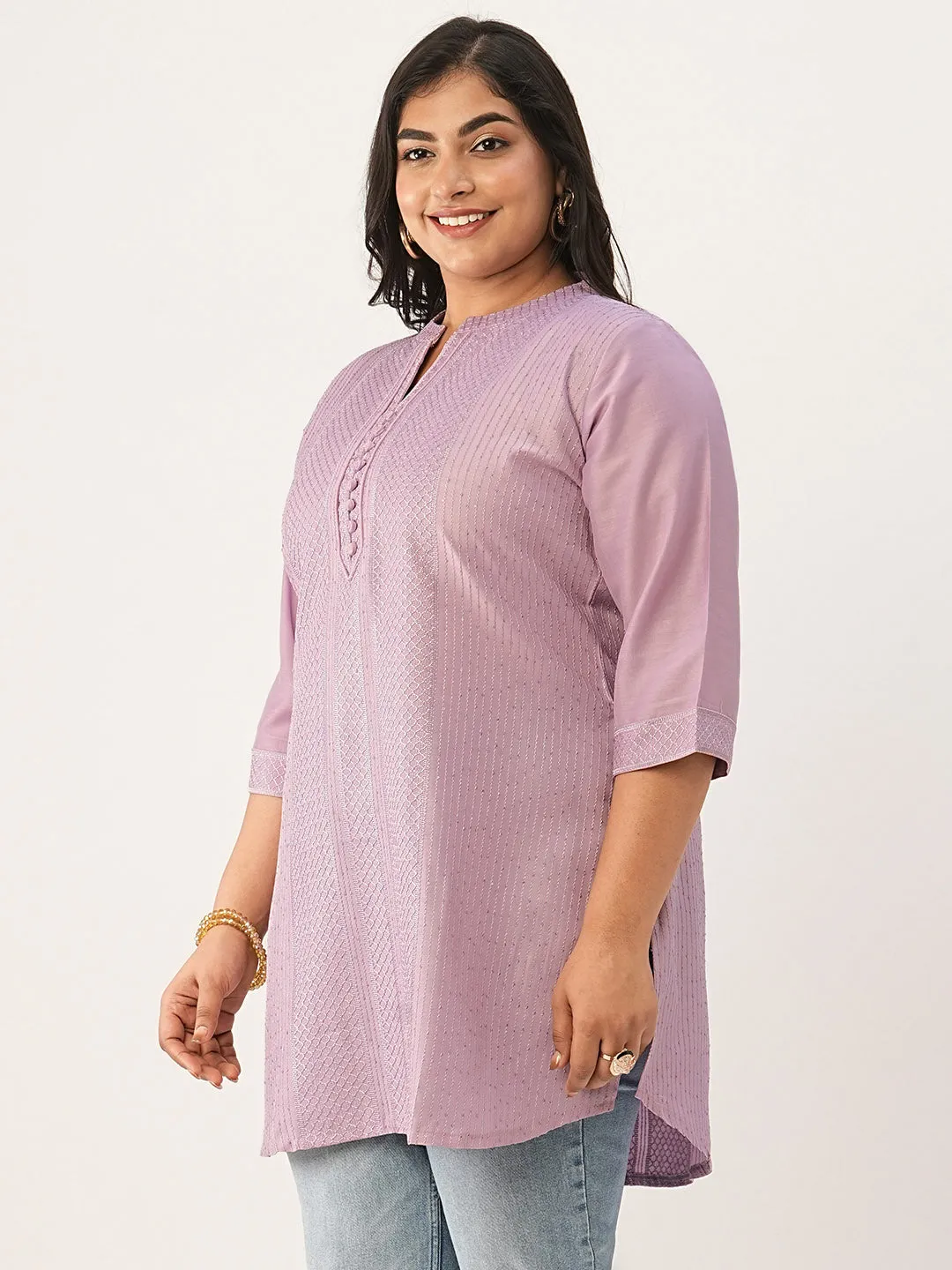 Lilac Ethnic Wear Chanderi Silk Straight Tunics for Ladies - Zola