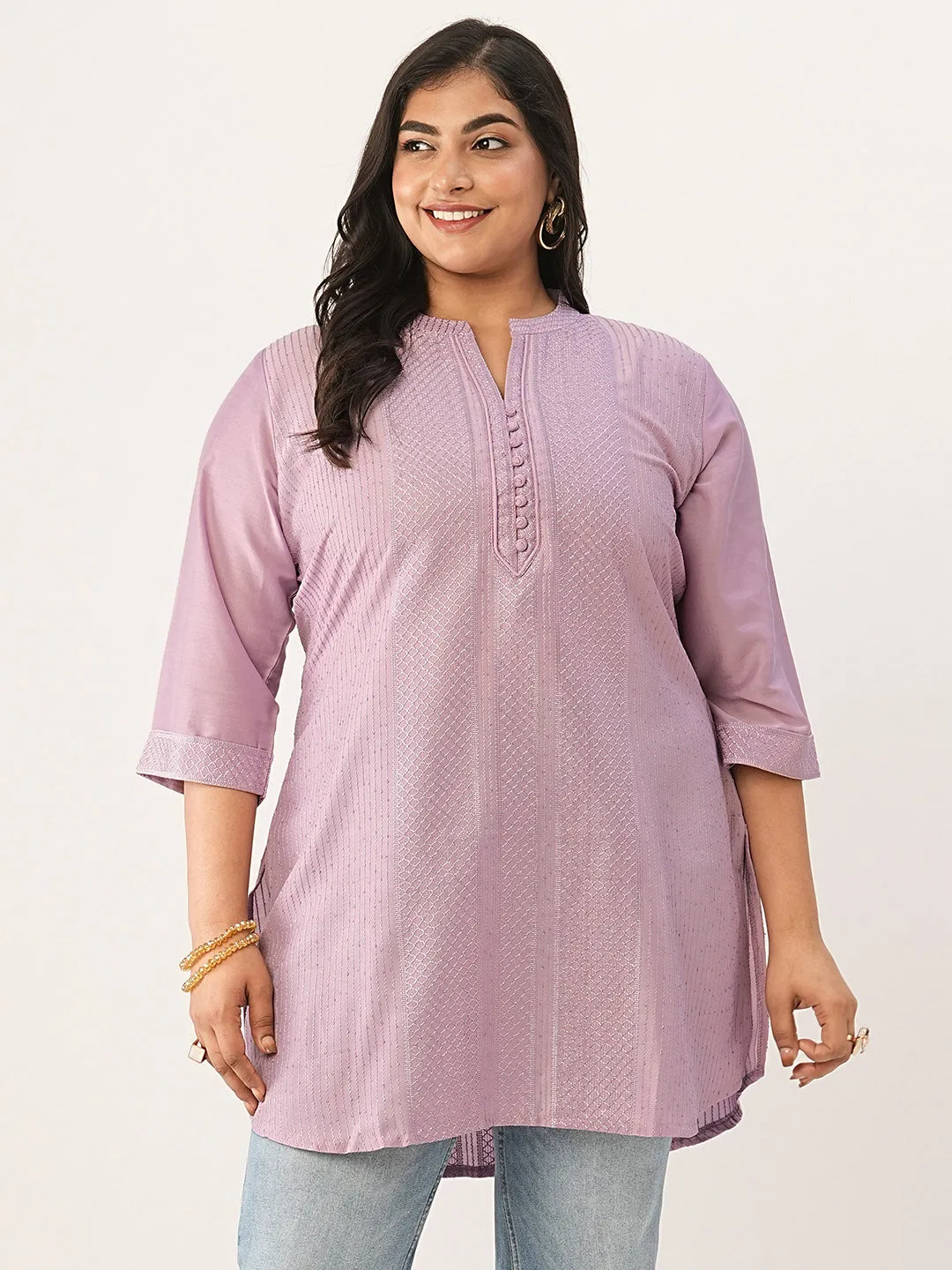 Lilac Ethnic Wear Chanderi Silk Straight Tunics for Ladies - Zola