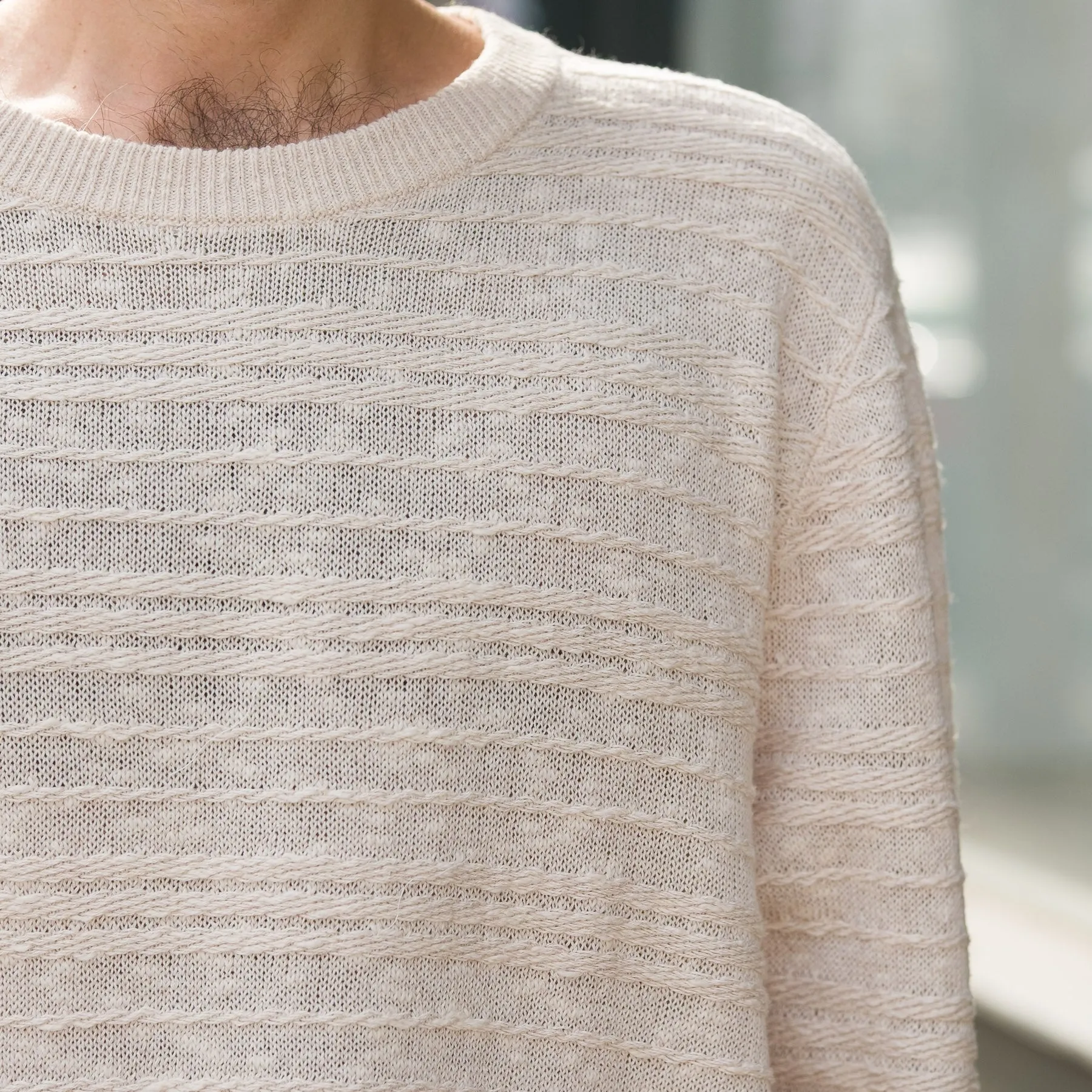 Linen Silk Crewneck in Natural