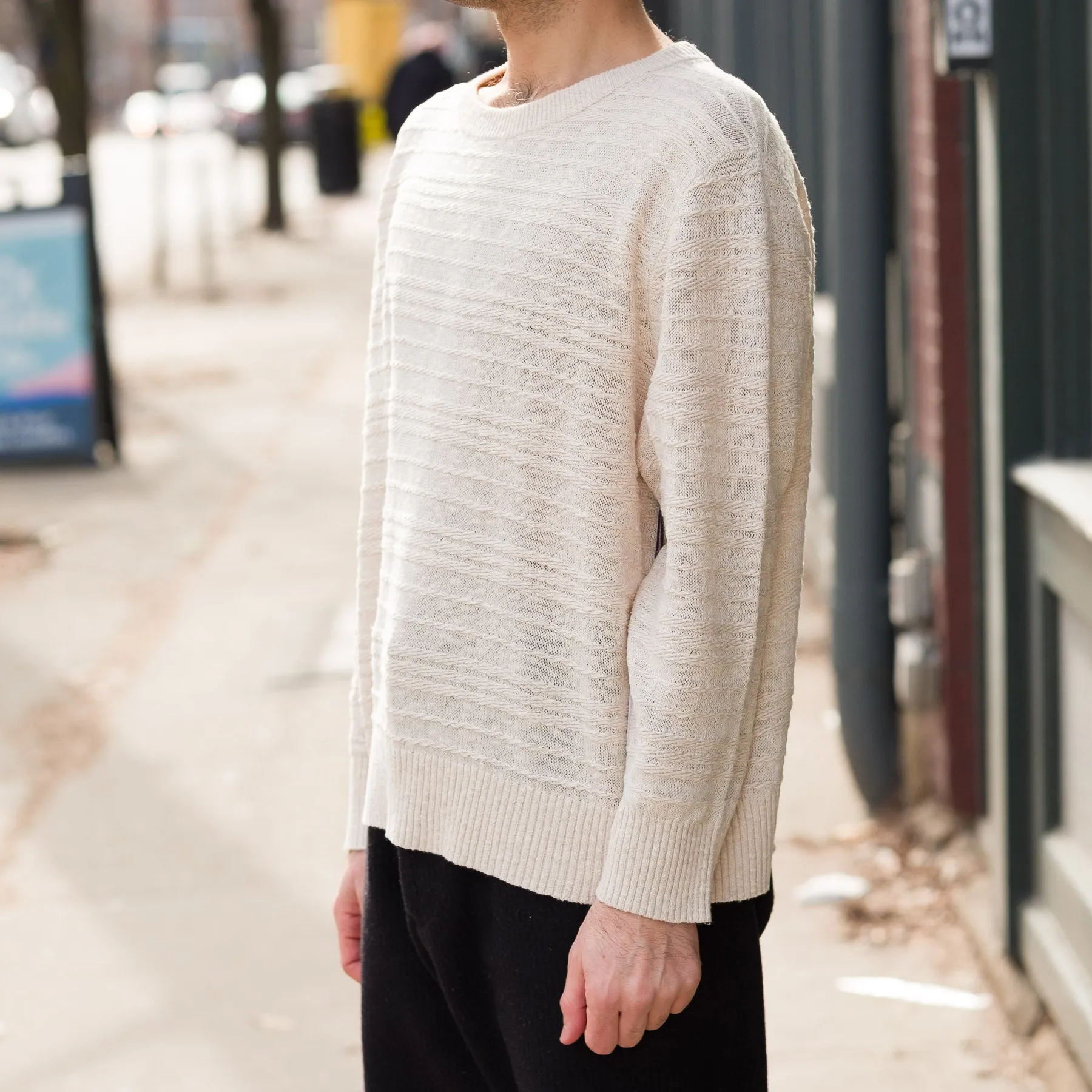 Linen Silk Crewneck in Natural