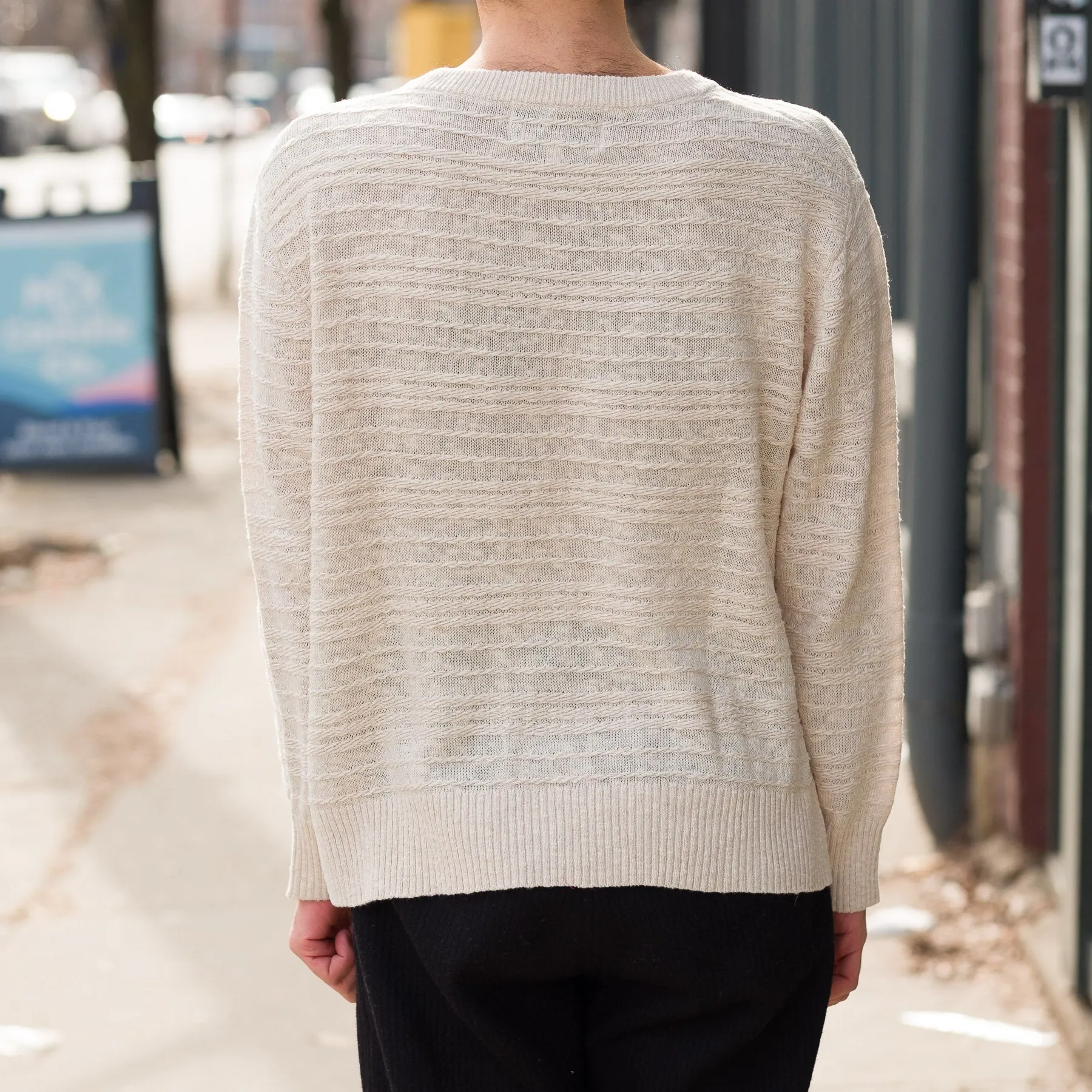 Linen Silk Crewneck in Natural