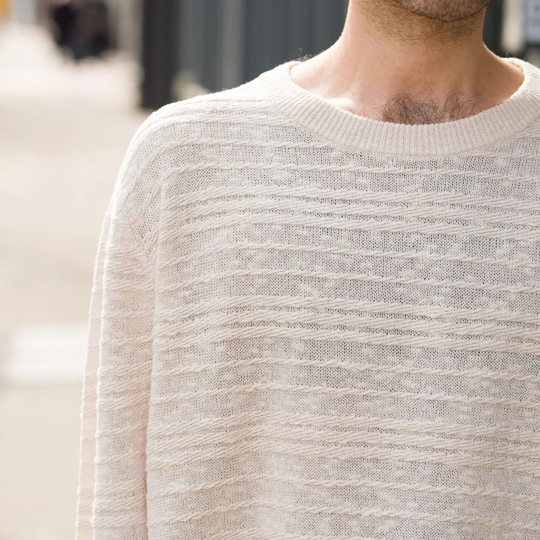 Linen Silk Crewneck in Natural