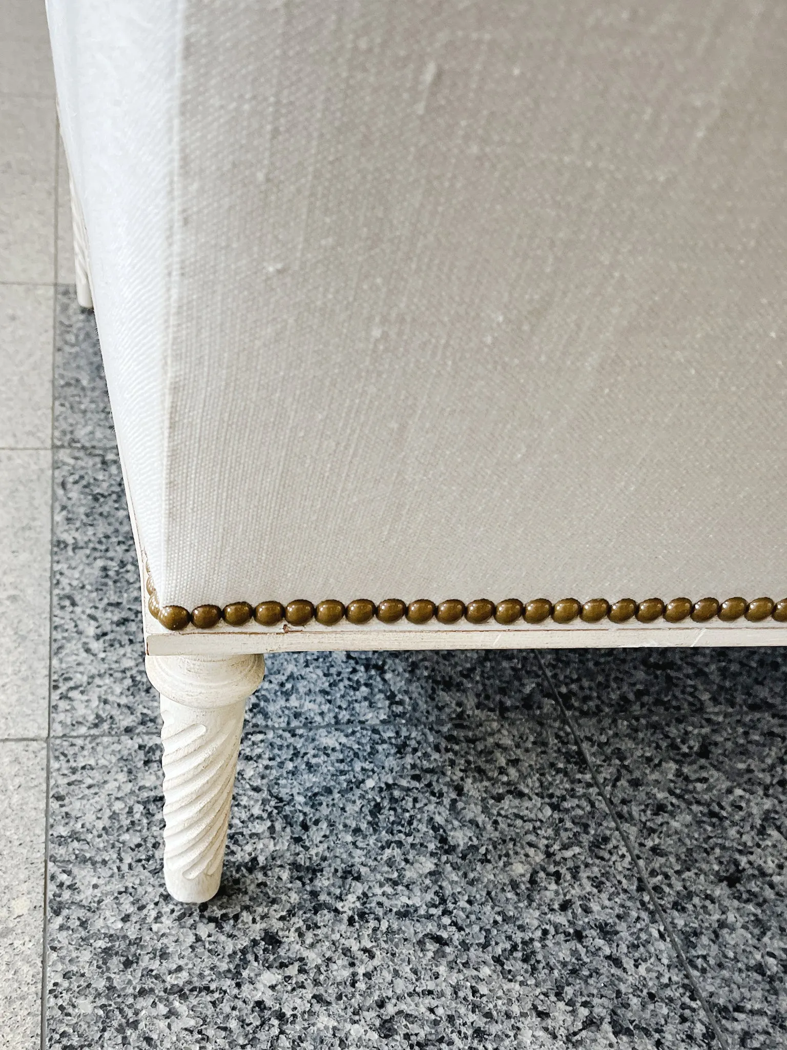 Louis XVI Style Ecru White Linen Settee
