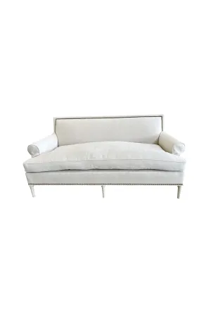 Louis XVI Style Ecru White Linen Settee