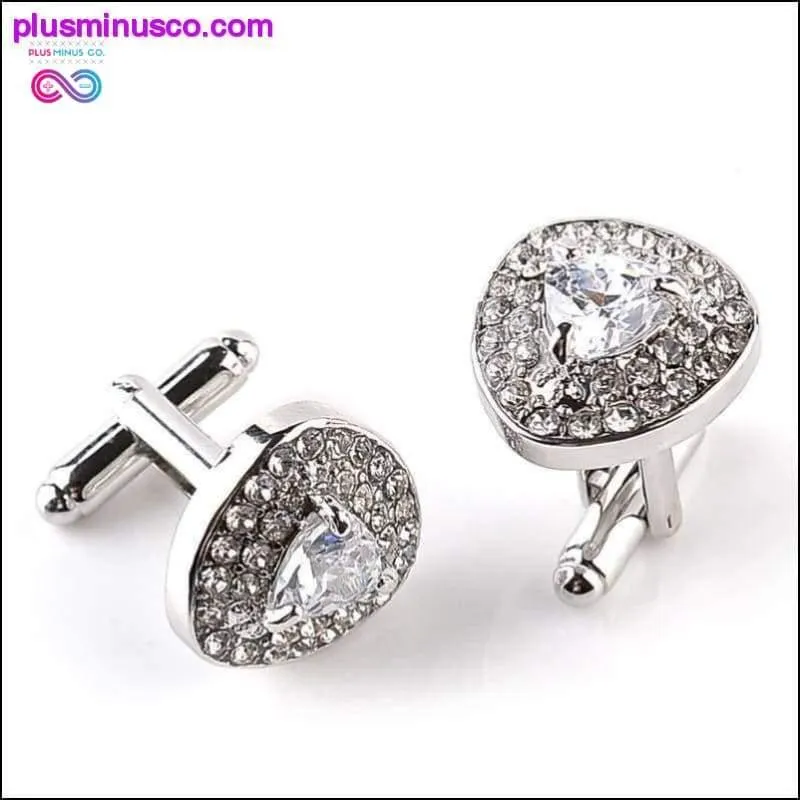 Luxury Cuff-links Zircon Black, Purple, and White Crystal