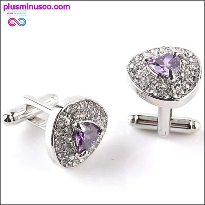 Luxury Cuff-links Zircon Black, Purple, and White Crystal