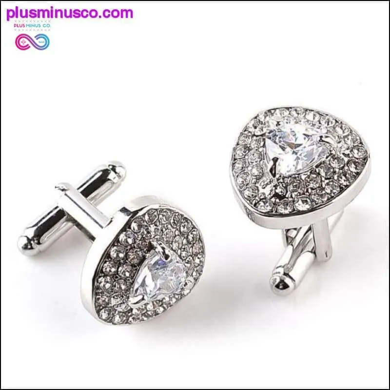 Luxury Cuff-links Zircon Black, Purple, and White Crystal