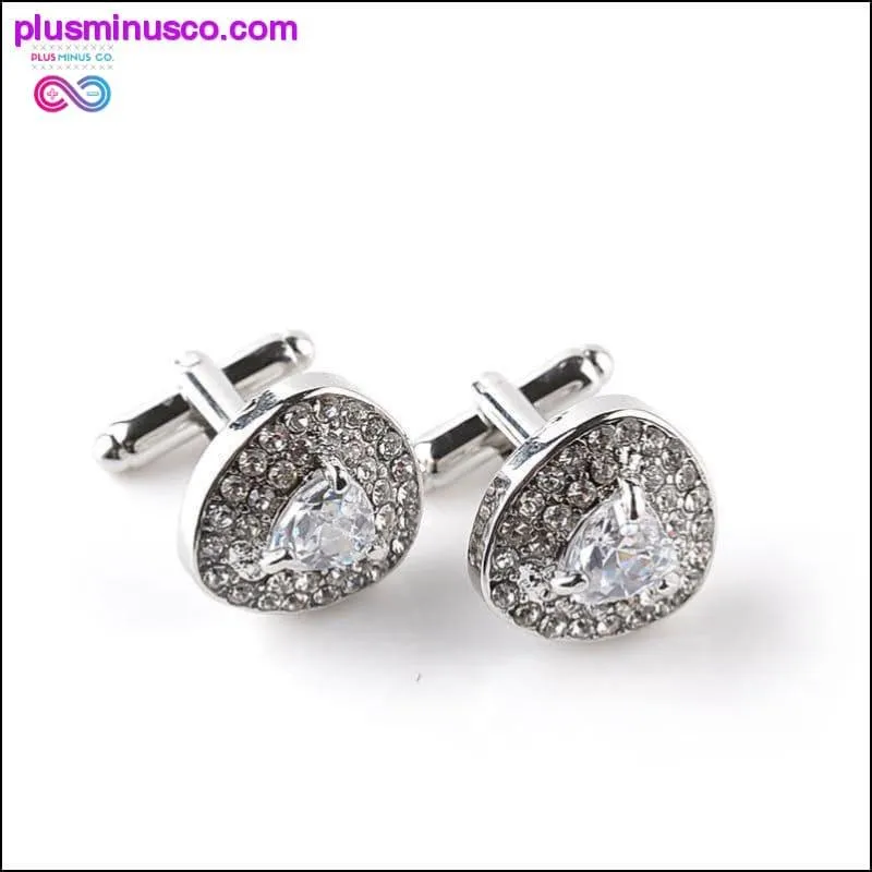 Luxury Cuff-links Zircon Black, Purple, and White Crystal
