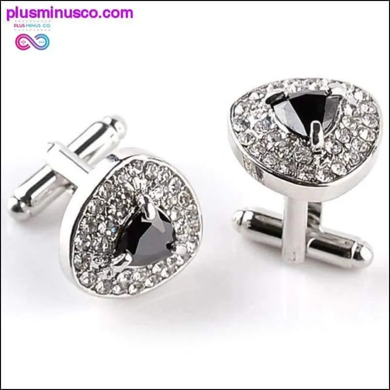 Luxury Cuff-links Zircon Black, Purple, and White Crystal