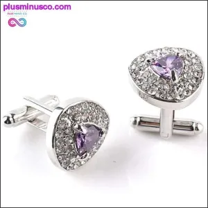 Luxury Cuff-links Zircon Black, Purple, and White Crystal