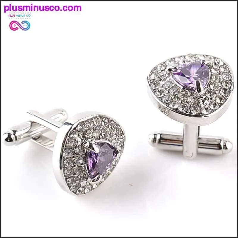 Luxury Cuff-links Zircon Black, Purple, and White Crystal