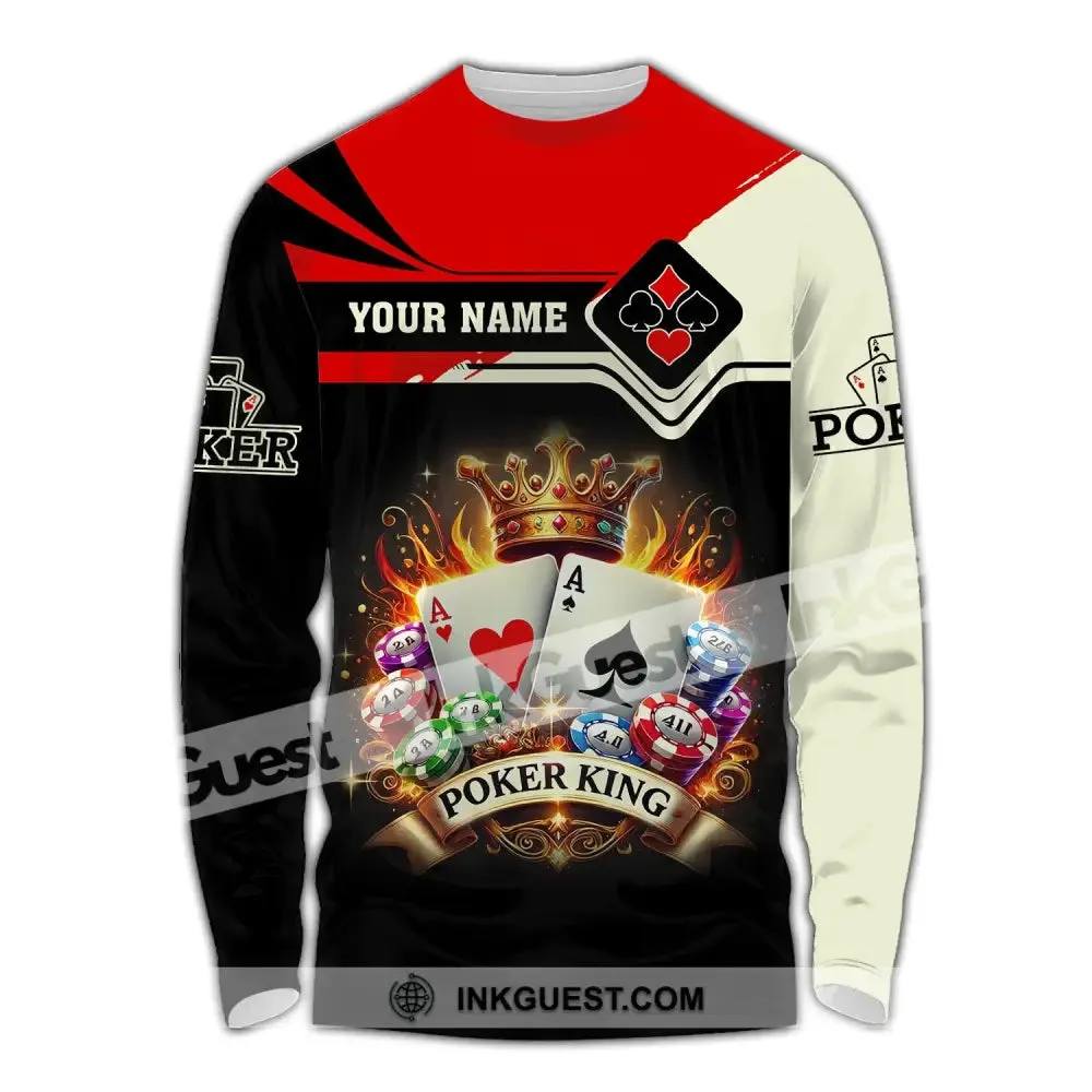 Man Shirt, Custom Name Poker Shirt, Poker King T-Shirt Hoodie Long Sleeve Shirt, Casino Shirt