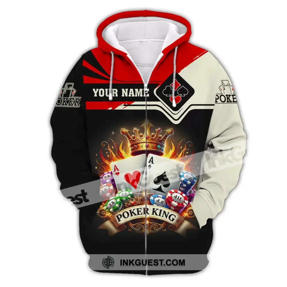 Man Shirt, Custom Name Poker Shirt, Poker King T-Shirt Hoodie Long Sleeve Shirt, Casino Shirt