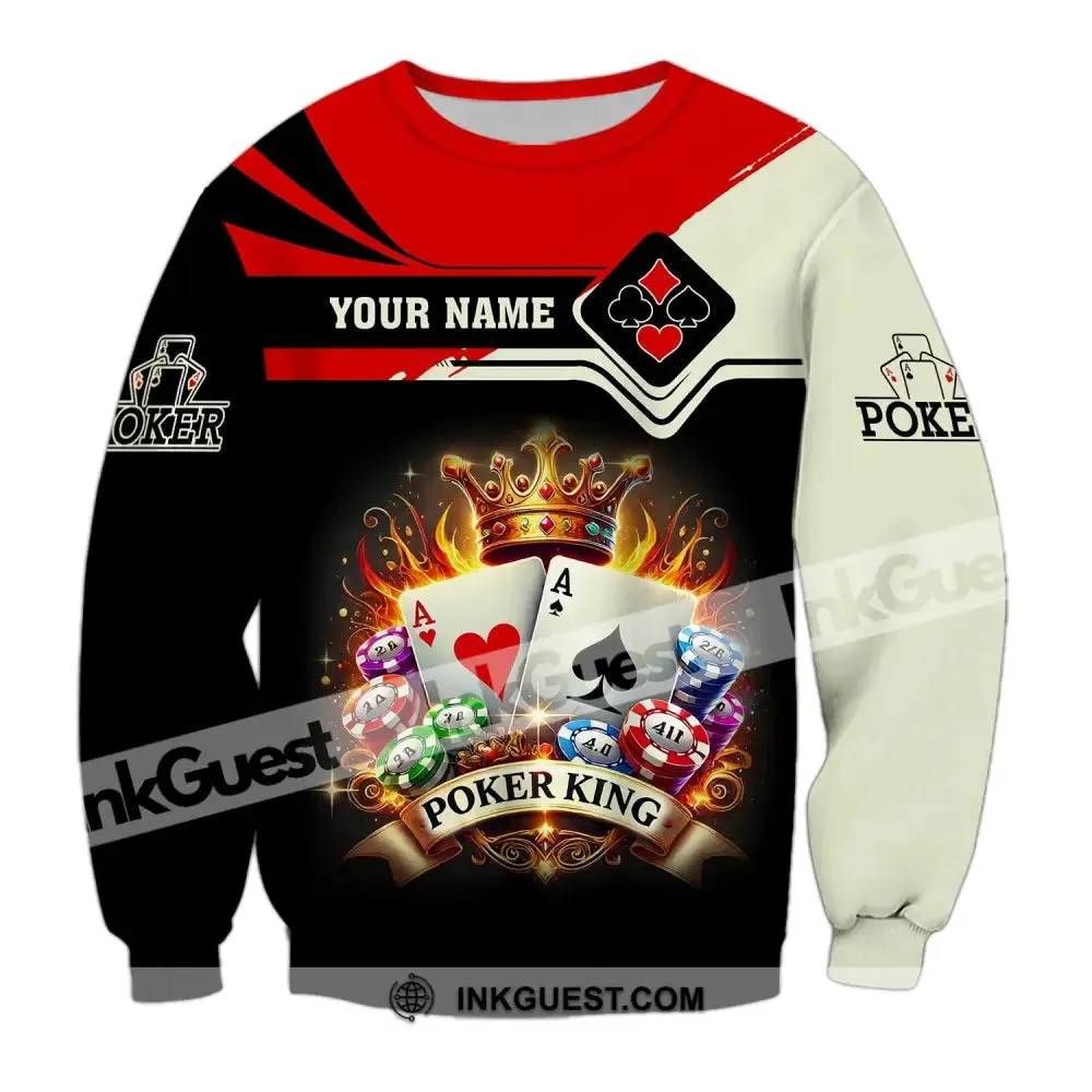 Man Shirt, Custom Name Poker Shirt, Poker King T-Shirt Hoodie Long Sleeve Shirt, Casino Shirt