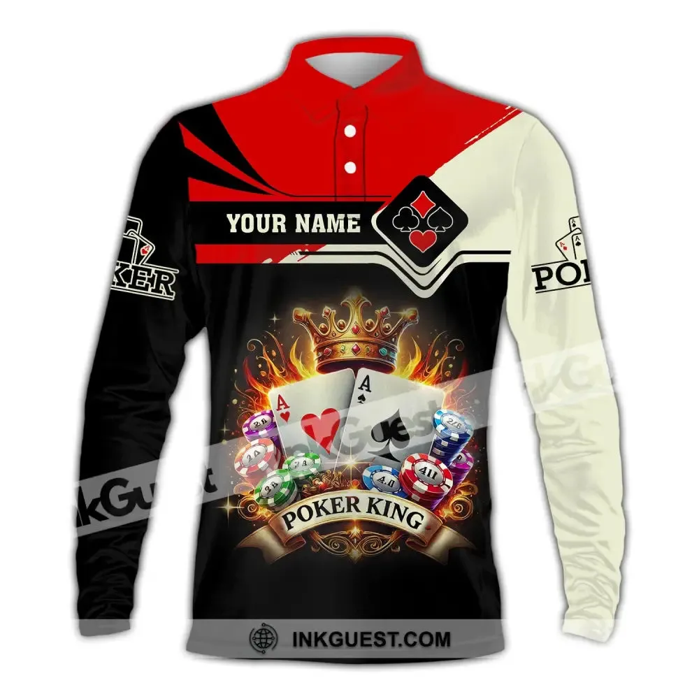 Man Shirt, Custom Name Poker Shirt, Poker King T-Shirt Hoodie Long Sleeve Shirt, Casino Shirt