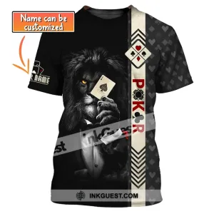 Man Shirt, Custom Name Poker T-Shirt, Poker Lion, Casino Shirt, Poker Gift