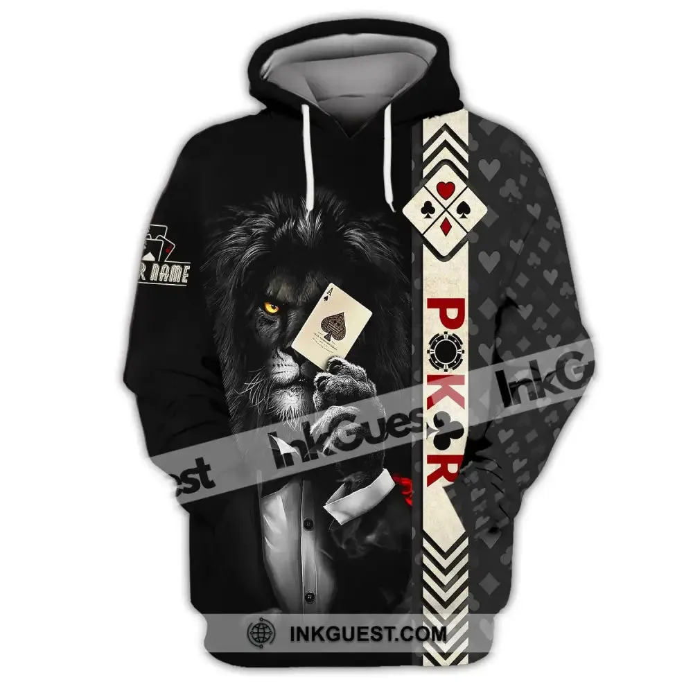 Man Shirt, Custom Name Poker T-Shirt, Poker Lion, Casino Shirt, Poker Gift