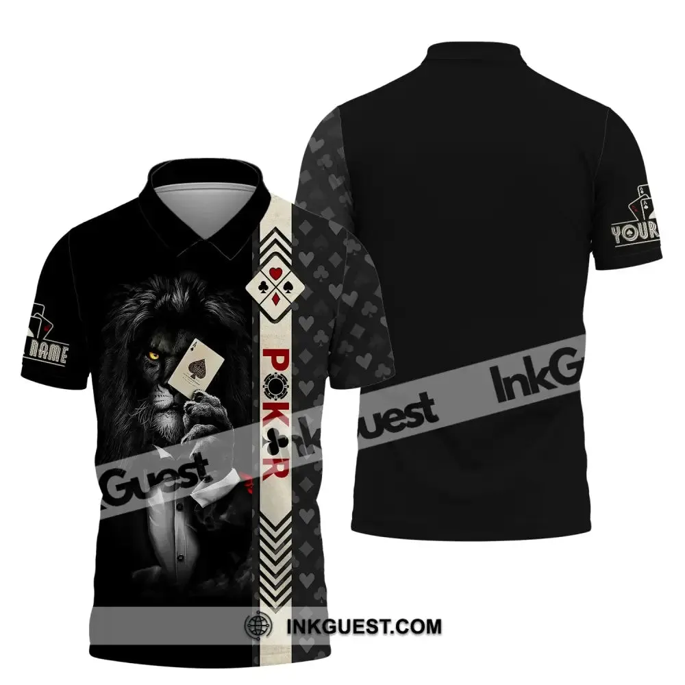Man Shirt, Custom Name Poker T-Shirt, Poker Lion, Casino Shirt, Poker Gift