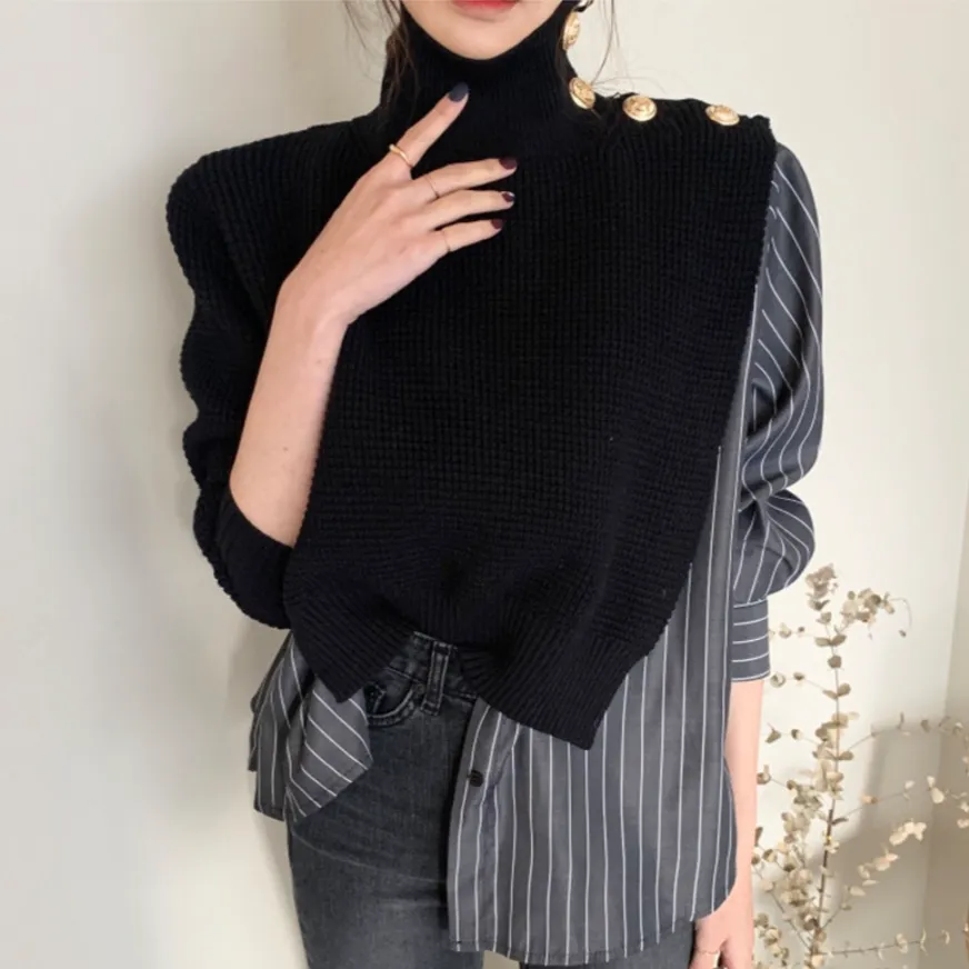 Marley Black Striped Shirt Sweater