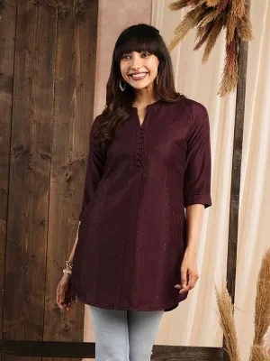 Maroon Ethnic Wear Chanderi Silk Straight Tunics for Ladies - Zola