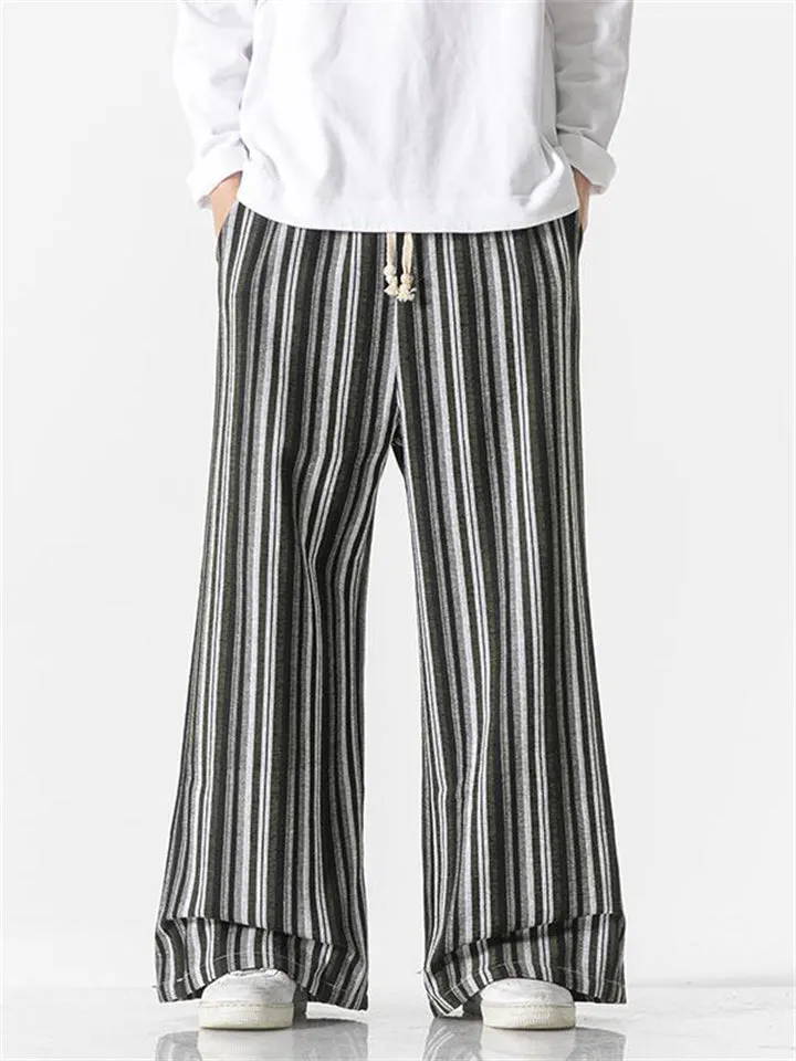 Men's Autumn Winter New Baggy Striped Pants
