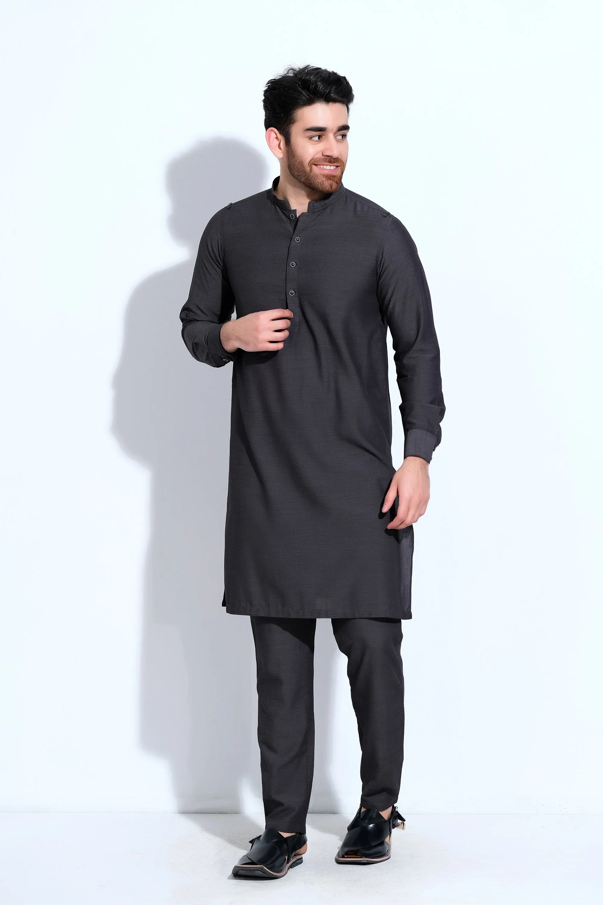 Men's Charcoal Wash & Wear Kurta Trouser