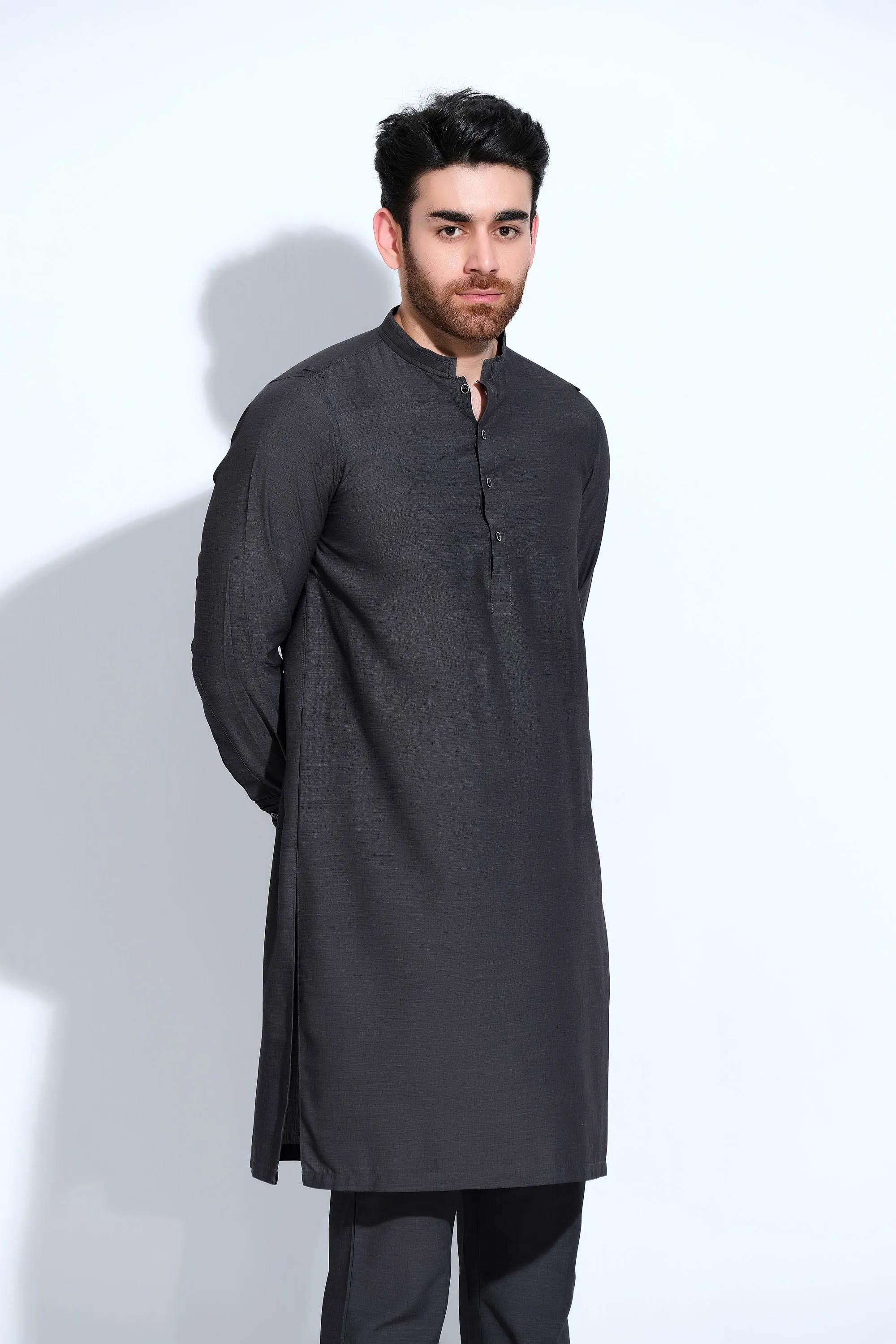 Men's Charcoal Wash & Wear Kurta Trouser