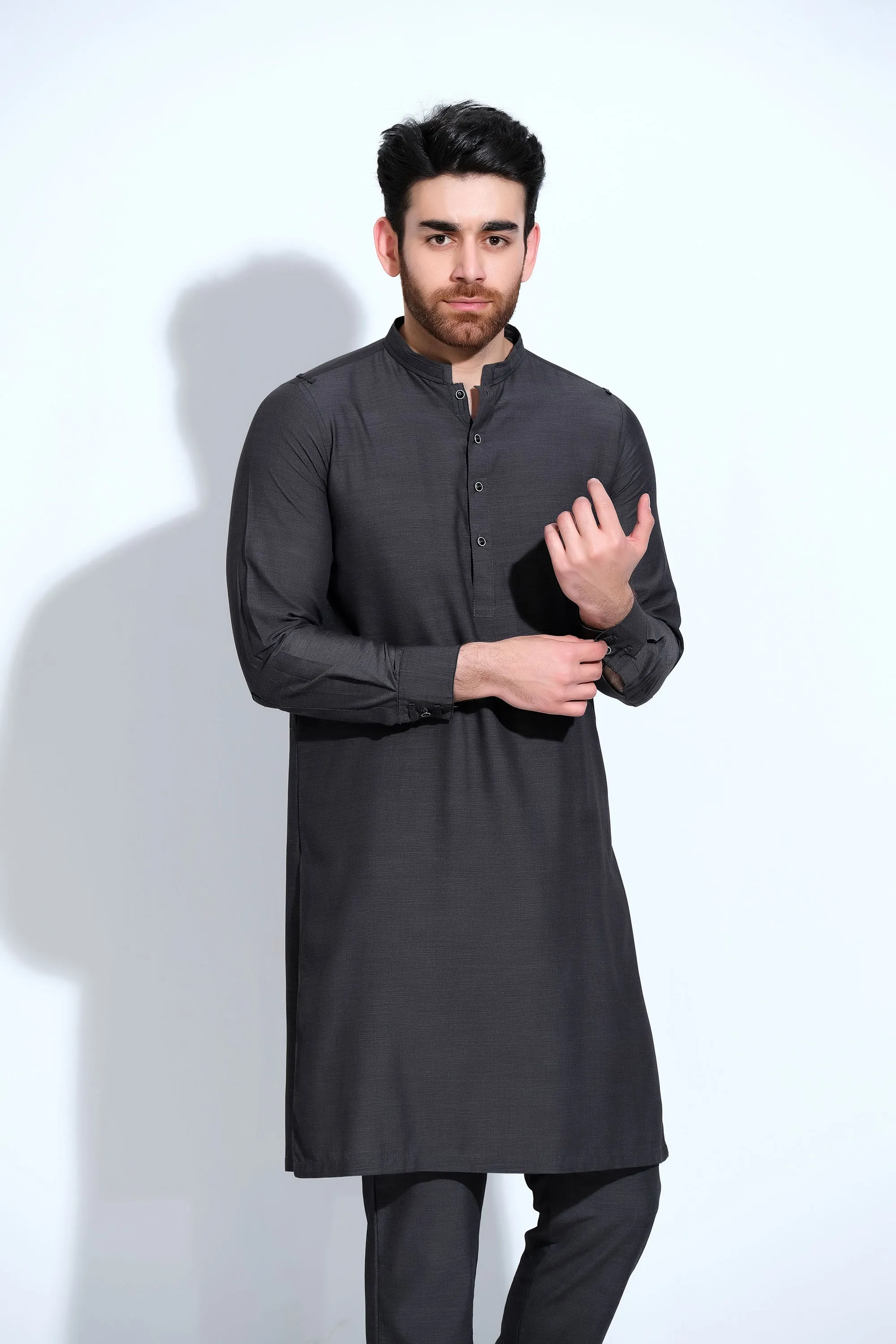 Men's Charcoal Wash & Wear Kurta Trouser