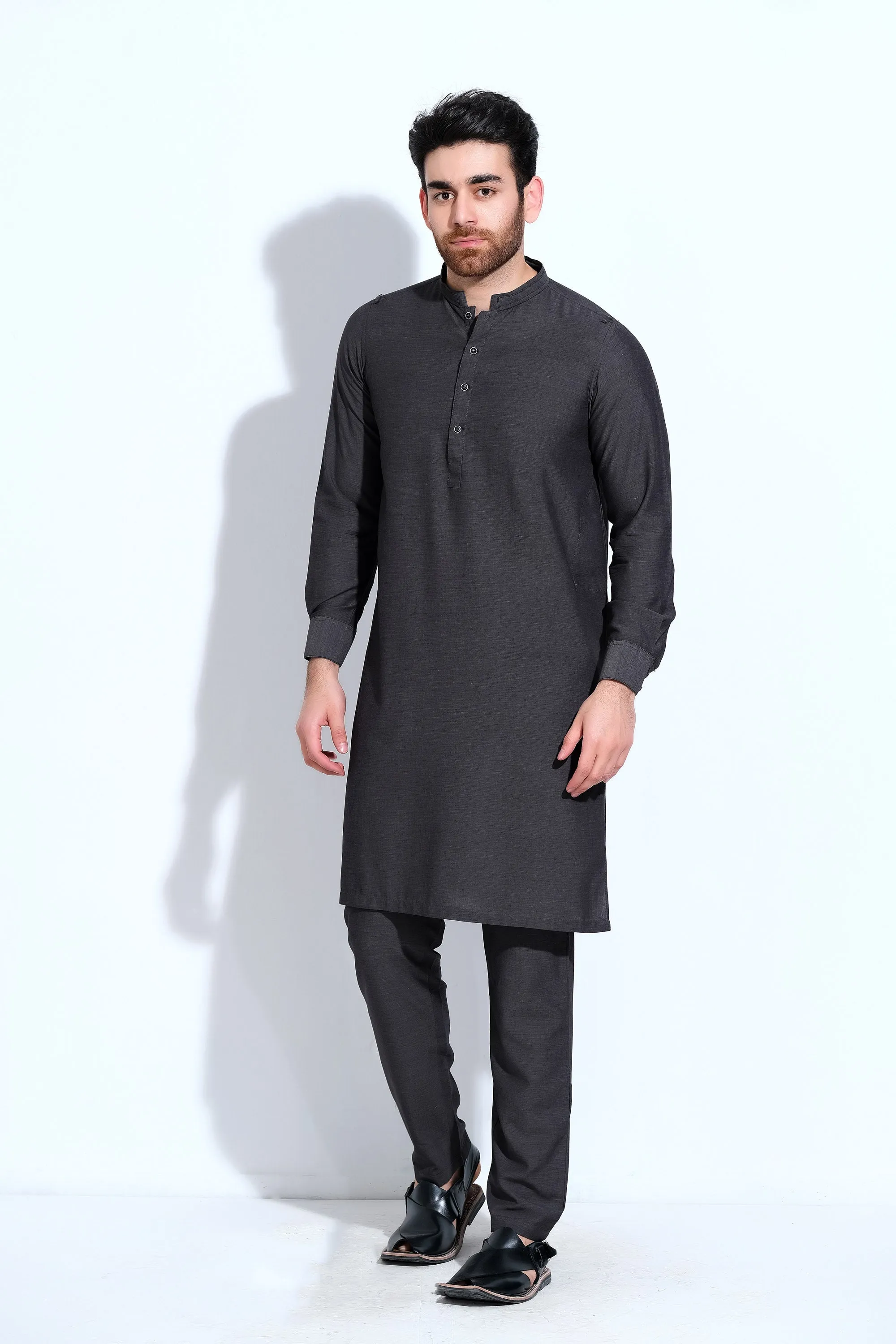 Men's Charcoal Wash & Wear Kurta Trouser