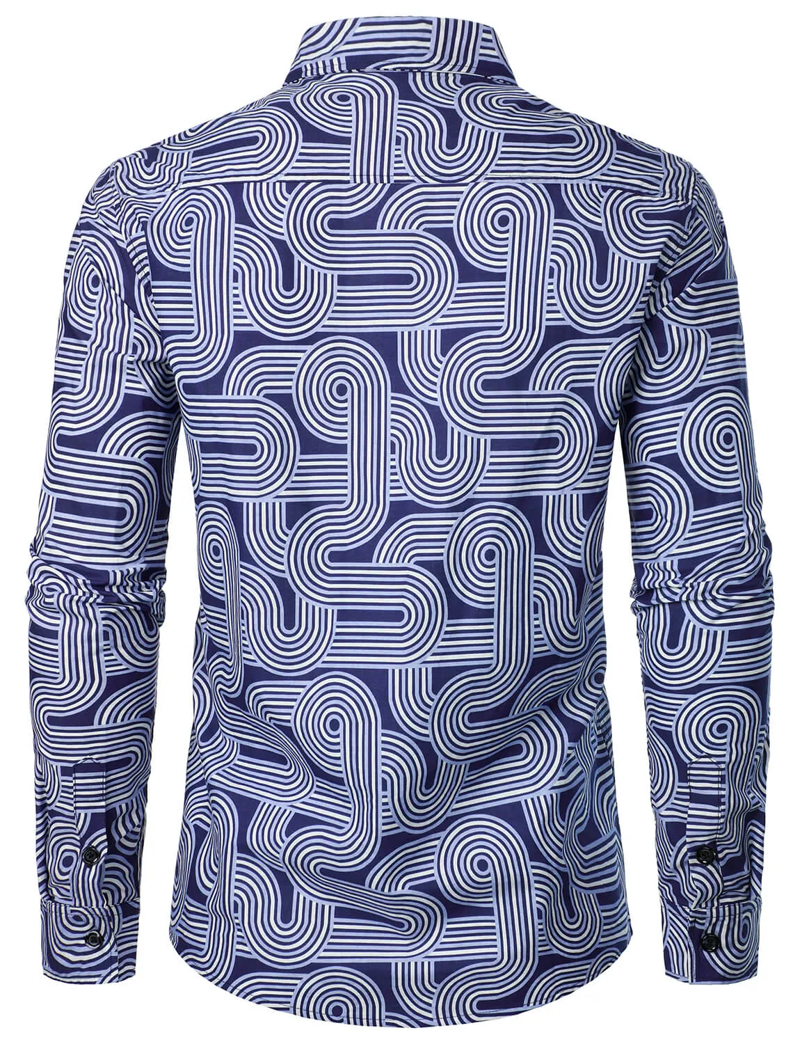 Men's Geometric Print Casual Long Sleeve Button Up Shirt