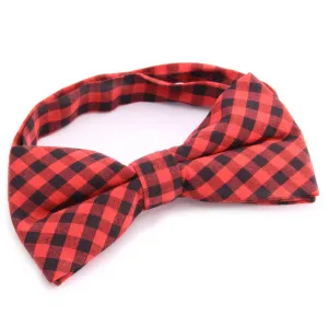 Men's Red Black Silk Pre-Tied Bow Tie
