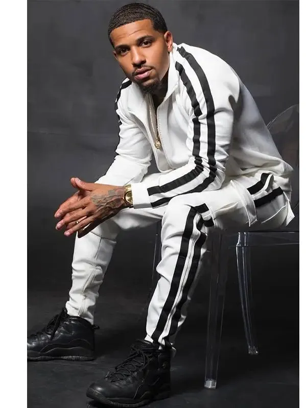 Men's Slim Swagging  Striped Tracksuit