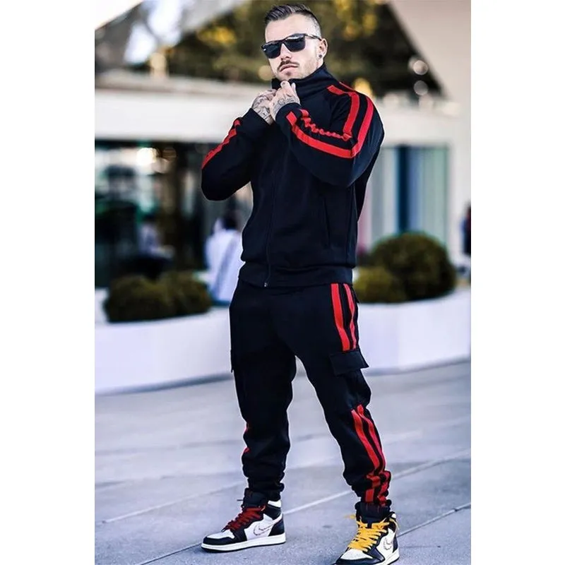 Men's Slim Swagging  Striped Tracksuit