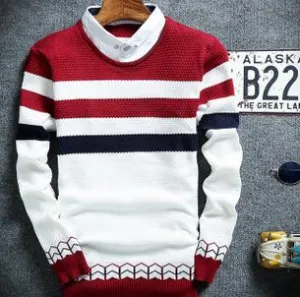 Men's Striped Collar Sweater