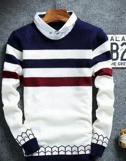 Men's Striped Collar Sweater