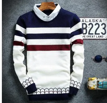 Men's Striped Collar Sweater