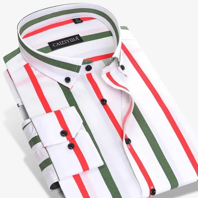 Men's Vertical Striped Statement Dress Shirt