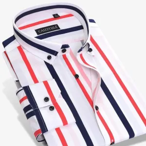 Men's Vertical Striped Statement Dress Shirt