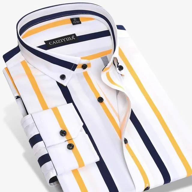 Men's Vertical Striped Statement Dress Shirt