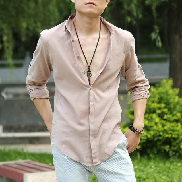 Men's White Linen Shirt..
